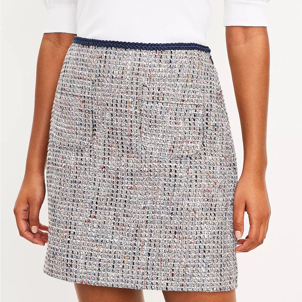 NWT LOFT Multi color tweed skirt size 0